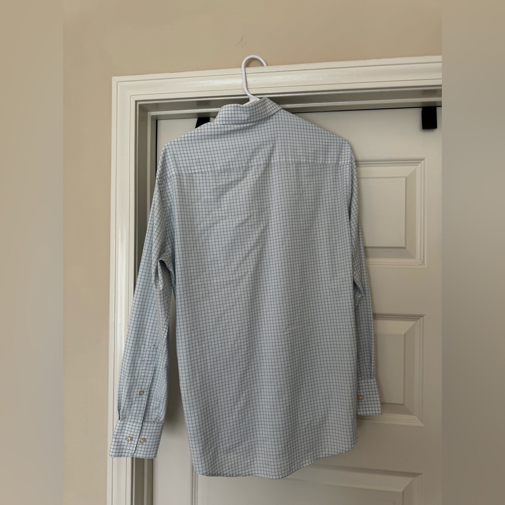 Peter Millar Blue Windowpane Button-Down Shirt - image 3